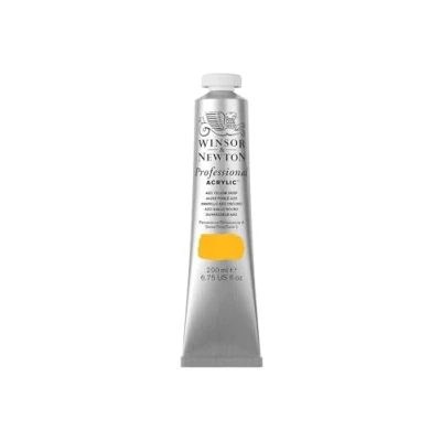 Obrázek Winsor &amp; Newton Profesionální akrylová barva 2337039 v umělecké kvalitě, vysoká zářivost barev a krycí schopnost, archivní kvalita, 200 ml tuba pravá žlutá tmavá
