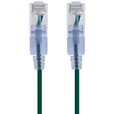 Obrázek Monoprice Cat6A Ethernet propojovací kabel 90 cm zelený (10 kusů) snagless RJ45 550 MHz UTP čistý holý měděný drát 10G 30 AWG řada SlimRun