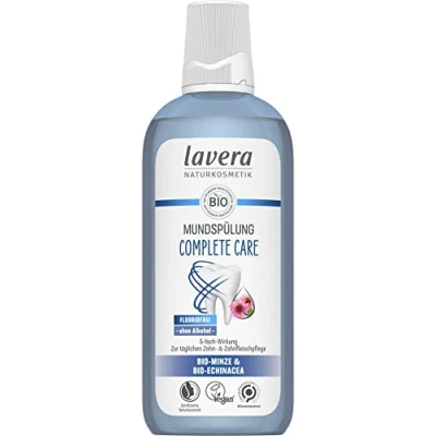 Obrázek lavera Výplach úst Complete Care bez alkoholu fluoridu bio máta a echinacea pro 5násobný účinek veganská přírodní kosmetika 400 ml