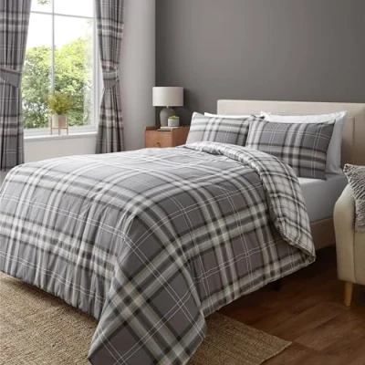 Obrázek Catherine Lansfield Kelso Cotton Rich King Duvet Set Charcoal