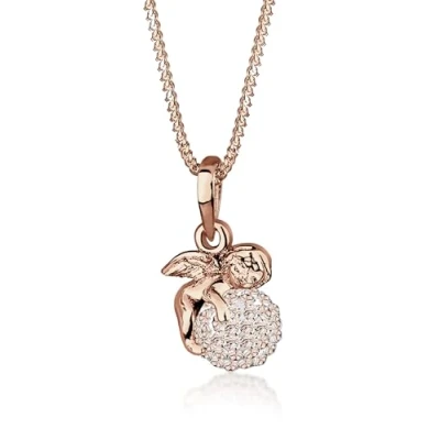 Obrázek Elli Náhrdelník talisman anděl Swarovski® krystaly stříbro 925, Fazetový brus, Krystal