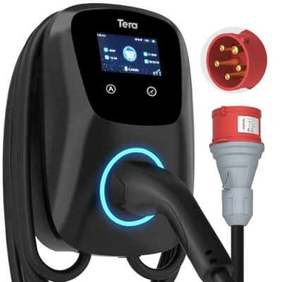 Obrázek Tera Smart EV nabíječka typ 2 Wallbox s APP 11kW 16A 400V CE&amp;TÜV WLAN &amp; Bluetooth 7m nabíjecí kabel držákem nabíječky Home CEE 3fázový konektor pro EVs PHEV W01 černá