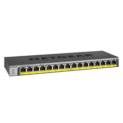 Obrázek NETGEAR GS116PP 100EUS 16 portový LAN gigabitový ethernetový přepínač (PoE Plus 183W, nespravovaný Plug and Play, Fanless) černý