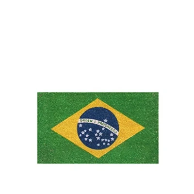 Obrázek Gift Company PVC Fußmatte, Motiv: Brasilien Flagge, 75 x 45 cm, Kokosnuss und PVC, Mehrfarbig, 1