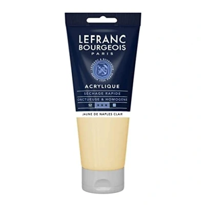 Obrázek Lefranc Bourgeois akrylová barva 300398 Fine Neapolově žlutá světlá, tuba 200 ml, krémová na vodní bázi, rychleschnoucí, stálá světle, voděodolná