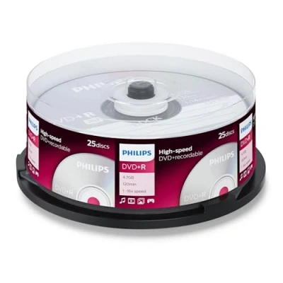 Obrázek Philips DVD+R polotovary (4,7 GB Data/ 120 minut video, 16x High Speed nahrávání, vřeteno 25)