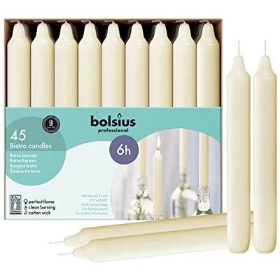 Obrázek bolsius 103403679905 Bistro Kerze elfenbeinfarben, 17, 8 Cm Creme (45 Stück)