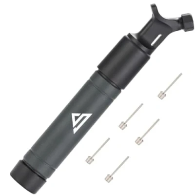 Obrázek Sports Stable Dual Action pumpička na míč s 5 náhradními jehlami: Vzduchová pumpa pro váš fotbal, ragby, volejbal, basketbal, házenou a jiné nafukovací míče, černá