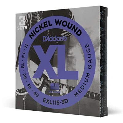 Obrázek D&#039;Addario Kytarové struny E kytara pro elektrické kytary elektrickou kytaru EXL115 3D Med. Blues Jazz Rock, 1149 3 kusy
