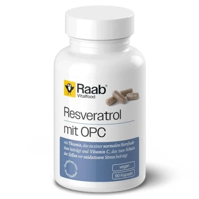 Obrázek Raab Vitalfood Resveratrol s OPC kapslemi, doplněk stravy vitaminem C z třešně acerola, oligomerních proanthokyanidinů (OPC), 90 kapslí