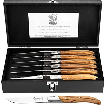 Obrázek Laguiole Style de Vie Steakový nůž Luxury Line, 6dílný, olivové dřevo
