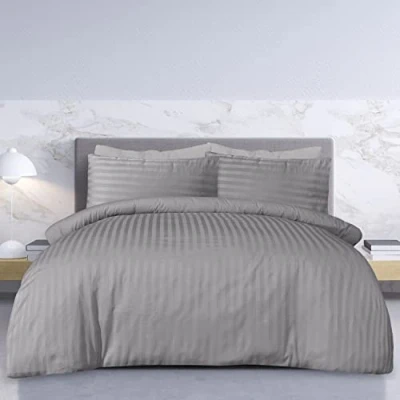 Obrázek Sleepdown Bettwäsche Set mit Kissenbezügen, Fadenzahl 225, Polycotton, Satin, gestreift, Grau