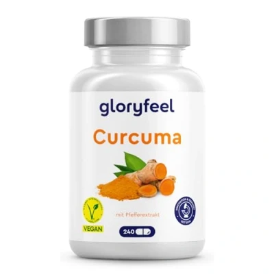 Obrázek Kapsle Curcuma 240 kusů kurkumin ze 700 mg kurkumového prášku (originál z Indie) + piperin černého pepře vysoká biologická dostupnost 100% veganské a laboratorně testováno