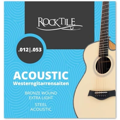 Obrázek Rocktile struny pro westernovou kytaru Light s Ball Ends tloušťky strun: .012, 016, 024, 032, 042, 053