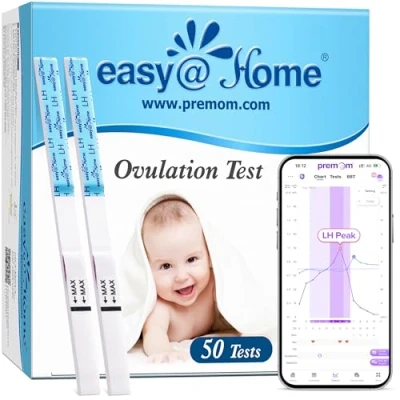 Obrázek Easy@Home Kinderwunsch 50 x Ovulationstest Fruchtbarkeitstests für Eisprung Unterstützt durch die kostenlose Premom Ovulation APP, LH Tests
