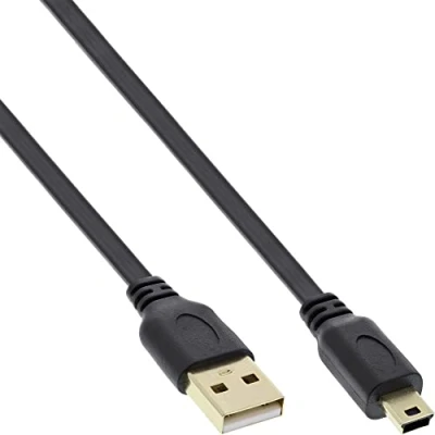 Obrázek InLine 31805F USB 2.0 plochý kabel, A konektor na Mini B (5pólový), černý, 0,5 m