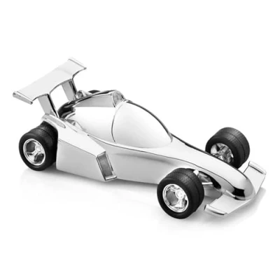 Obrázek Pokladnička závodní auto 15,4 x 7,2 4,8 cm postříbřená ochrana proti zčernání, stříbrná