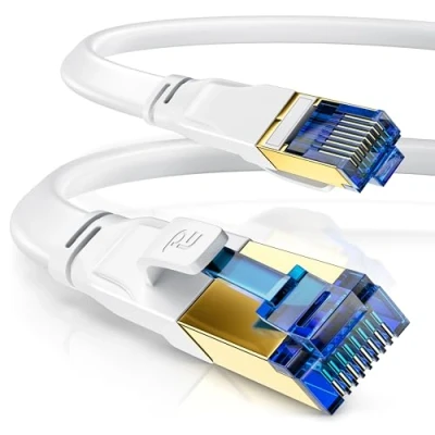 Obrázek CSL 5m Cat 8. 1 síťový kabel plochý 40 Gbits LAN patch 8 Gigabit RJ45 Ethernet Cable 40000 Mbits rychlost optického vlákna páskový instalační 6