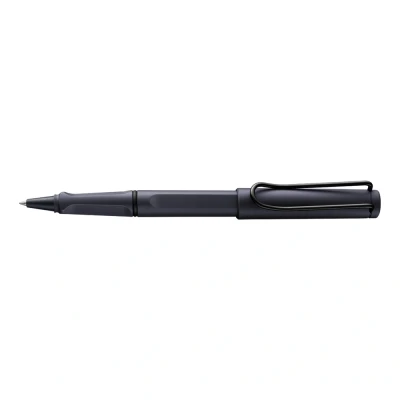 Obrázek Lamy safari steel black kuličkové pero nadčasově klasické s ergonomickou rukojetí a šířkou tahu M kryt z robustního ASA plastu náplní do inkoustového rolleru 63 v modré barvě