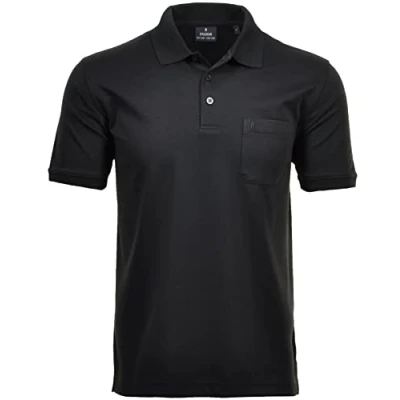 Obrázek RAGMAN Pánské polotriko Softknit Polo s náprsní kapsou, krátký rukáv, černá 009