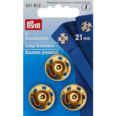 Obrázek Prym Snap Fasteners, Brass, Gold, 21 mm