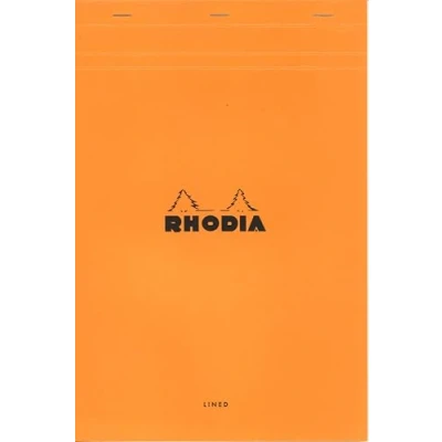 Obrázek Rhodia 19600C Poznámkový blok N19 (DIN A4+, 21 x 31,8 cm, mikroperforovaný, linkovaný s okrajem, 80 listů) 1 kus oranžový