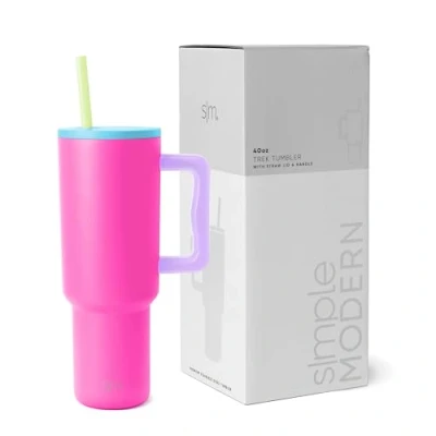 Obrázek Simple Modern Thermobecher mit Strohhalm und Griff Isolierter Edelstahl Trinkbecher Eiskaffee Reisebecher Geschenke für Frauen Männer Trek 1180ml 80s Mix