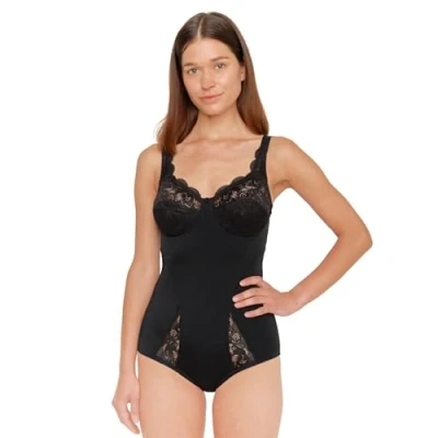 Obrázek SUSA Body bez kostic Latina I Shapewear dámské silně tvarující ženy živůtek Softer Bodysuit s efektem Shaping Tvarovaný pas, břicho a Po, 100D, černé (černé 004)