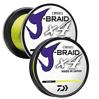Obrázek Daiwa Unisex Erwachsene JB4U15 300FY J Braid 4 x Spule, Fluoreszierendes Gelb, 274 m, 6,8 kg Test, 15 lb