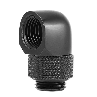 Obrázek Richer R G1/4 Zoll Gewinde Adapter, 90 Grad Drehwinkel PC Wasserkühlung Fitting Adapter,Messing Elbow Barb Stecker für Rohr Silberig/Schwarz(Black)