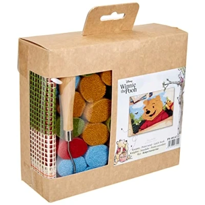 Obrázek Vervaco Knüpfteppich Winnie The Pooh Knüpfpackung zum Selbstknüpfen eines Teppichs, Stramin, weiß, 45 x 35 0,3 cm
