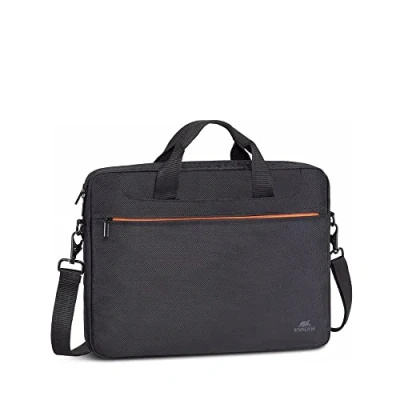 Obrázek Rivacase Kvalitní taška na notebook z vodoodpudivého materiálu s polstrovanými držadly a nastavitelným ramenním popruhem přes rameno pro do 15,6 palců/černá
