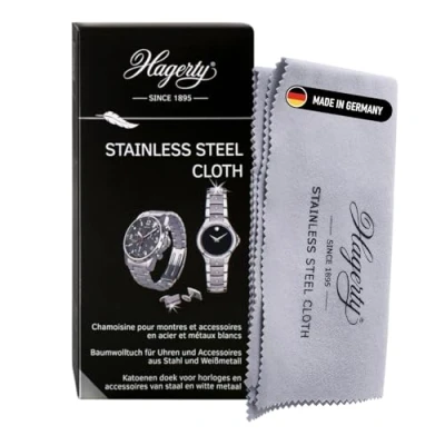 Obrázek Hagerty Stainless Steel Cloth Edelstahl Putztuch 36 x 30 cm I Imprägniertes Uhrenpoliertuch aus 100% Baumwolle Edelstahlpflegetuch für Uhren Schmuck und Accessoires oder Metall
