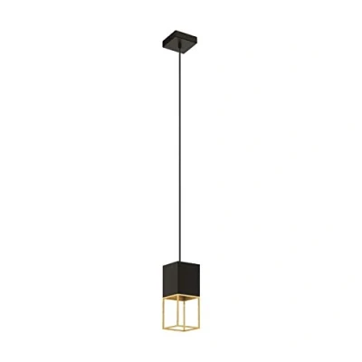 Obrázek EGLO závěsné svítidlo Montebaldo, 1 plamenná závěsná lampa vintage, industriální, z oceli v černé, zlaté, na jídelní stůl, do obývacího pokoje s objímkou GU10