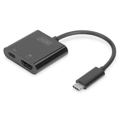 Obrázek DIGITUS USB typ C multiport grafický adaptér, na HDMI + C, funkce nabíjení, 4K Ultra HD 60 Hz, plast, černý