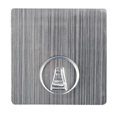 Obrázek WENKO Static Loc® nástěnný hák UNO vzhled ušlechtilé oceli hranatý upevnění bez vrtání, plast (PET), 8 x cm, stříbrný matný