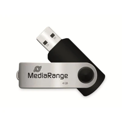 Obrázek MediaRange USB 2.0 paměťový disk 4 GB mini flash s bezpečným krytem otočným uzávěrem, externí rozšíření paměti rychlostí čtení až 17 MB/s, barva černá
