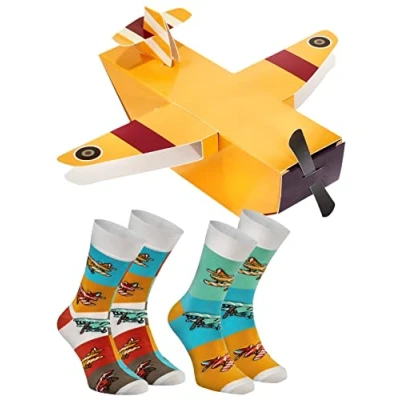 Obrázek Rainbow Socks Dámské pánské letecké ponožky Box Novelty Gift 2 páry, PLANESOCKS