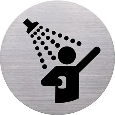 Obrázek Helit H6271300 piktogram sprcha, průměr 115 mm, samolepicí s Klebepad, Litinový