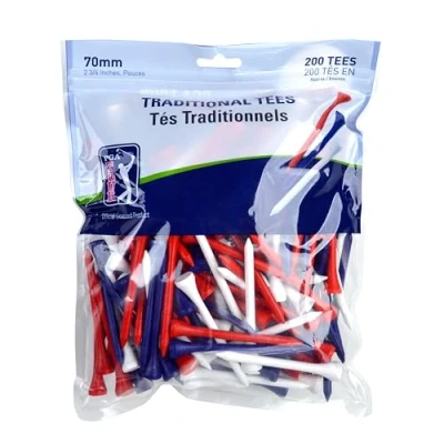 Obrázek PGA Tour Unisex Erwachsene Golf Tees aus Holz, 7 cm, 200 Stück, Rot/Weiß/Blau, Mehrfarbig, Einheitsgröße