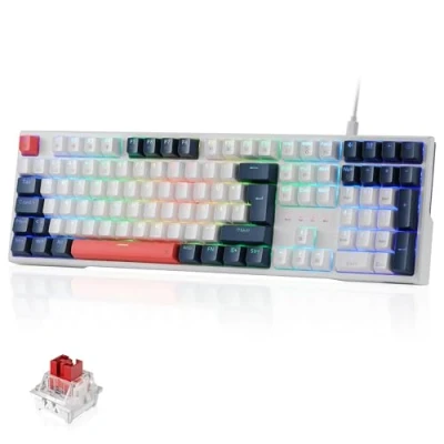 Obrázek Redragon K668 QWERTZ rozložení herní klávesnice, 105+4tlačítková patice Hot Swap, tiché červené spínače, klávesové krytky, RGB podsvícení, multimediální zkratky