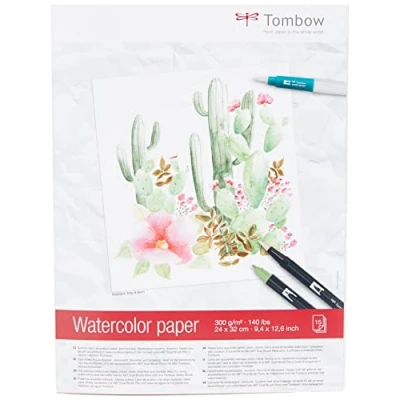 Obrázek Tombow Akvarelové bloky PB AQUA, satinovaný, 24 x 32 cm krémově bílá