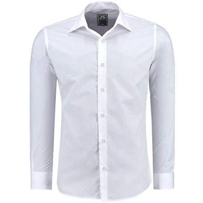 Obrázek J&#039;S FASHION Pánská košile Slim Fit s dlouhým rukávem pro volný čas snadná údržba snadné žehlení, 1 bílá
