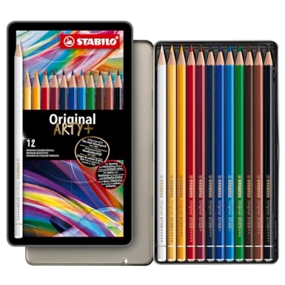 Obrázek Prémiová pastelka STABILO Original ARTY+ 12dílné kovové pouzdro s 12 různými barvami