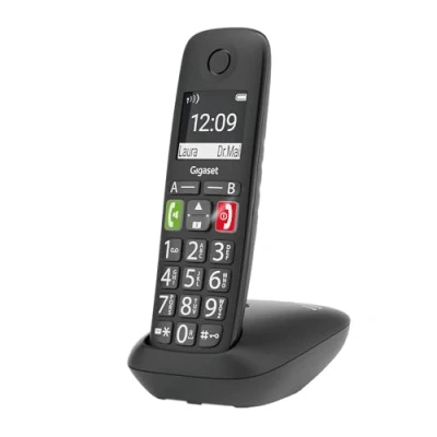 Obrázek Gigaset E290 bezdrátový telefon pro seniory bez záznamníku hovorů s velkými tlačítky tlačítka výběr cílů důležitá čísla, funkce zesilovače extra hlasité poslech, černá [německá verze]