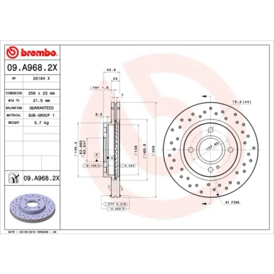 Obrázek Brembo 09.a968.2 X brzdové kotouče