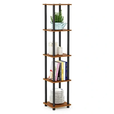 Obrázek Furinno Viereckiges Regal mit 5 Ebenen, Kirsche hell/Schwarz, 29.46 x 146.56 cm
