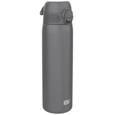Obrázek Ion8 Stahl Trinkflasche, 600 ml, Auslaufsicher, Einhandöffnung, Sichere Verriegelung, Spülmaschinenfest, Klappdeckel, Tragegriff, Leicht zu Reinigen, Langlebig &amp; Kratzfest, Grau