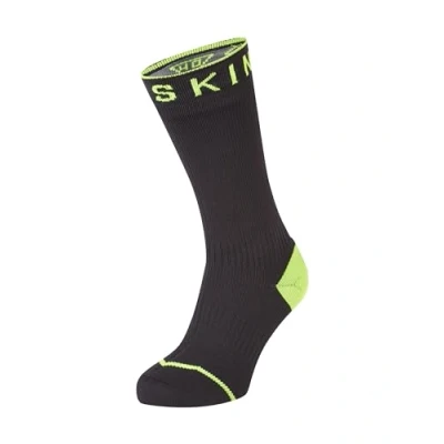 Obrázek SEALSKINZ Unisex Allwetter Wasserdichte Socken mit Hydrostop Mittellang Schwarz/gelb, L