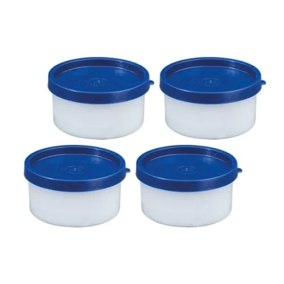 Obrázek Sada bylinkových nádob Westmark, 4 kusy, objem 100 ml, plast, kulatý, Ø 8,3 cm, trio, transparentní / modrá, 25742270